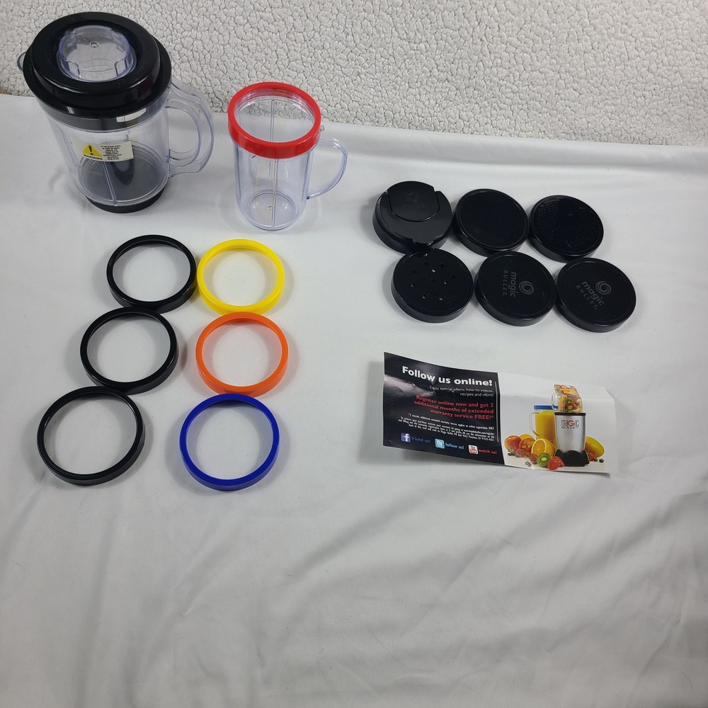 Magic Bullet Replacement Parts Lot Pitcher Mug Lids Lip Rings Accessories